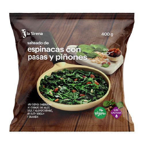 Saltat d'espinacs amb panses i pinyons