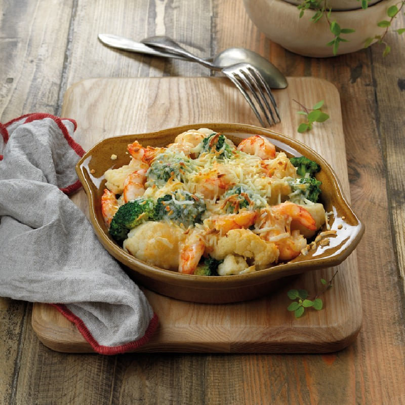 Gratinado-de-brecol-y-coliflor-con-gambas