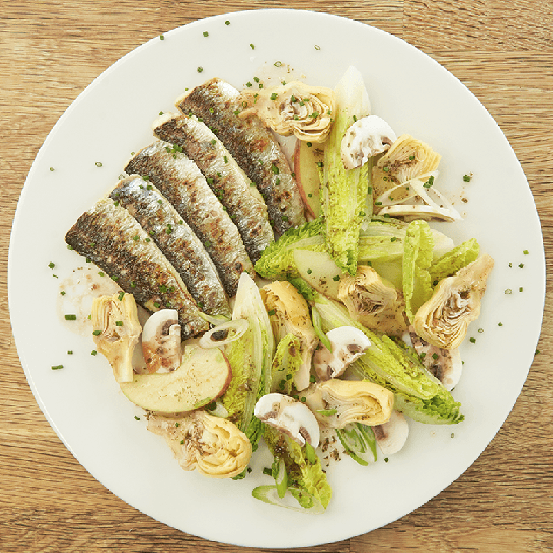 Vinagreta-de-alcachofa-baby-y-sardinas--al-hierro-