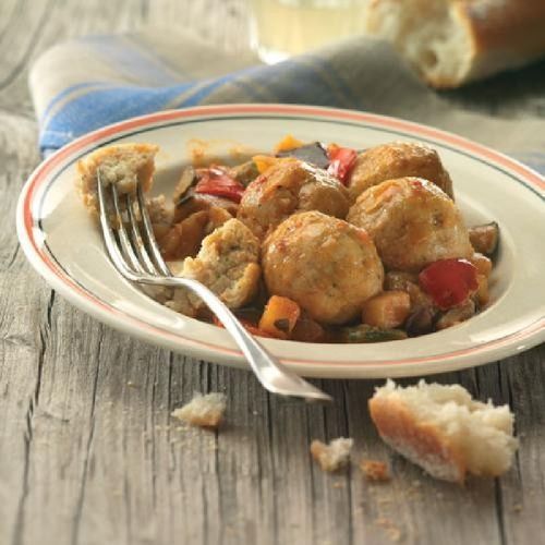 Albóndigas de pescado con pisto