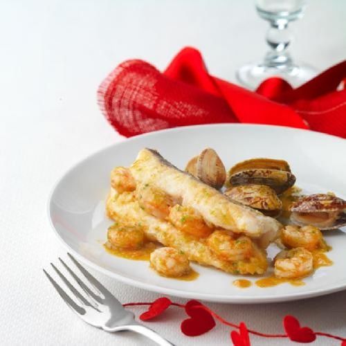 Lloms de lluç farcits de gambes