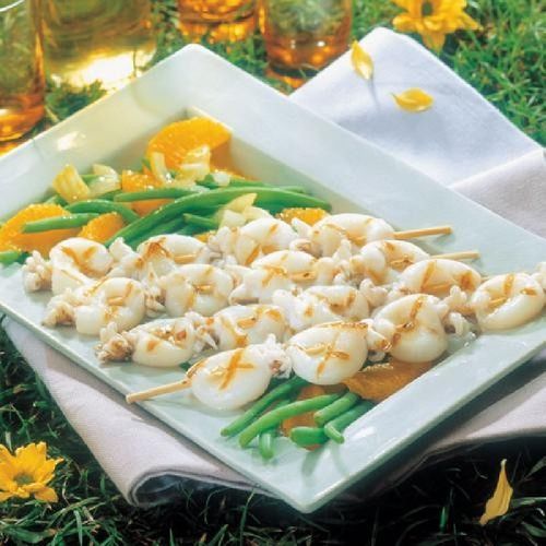 Brocheta de sepia con cítricos