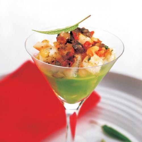 Copa d'estofat de sípia i pèsols