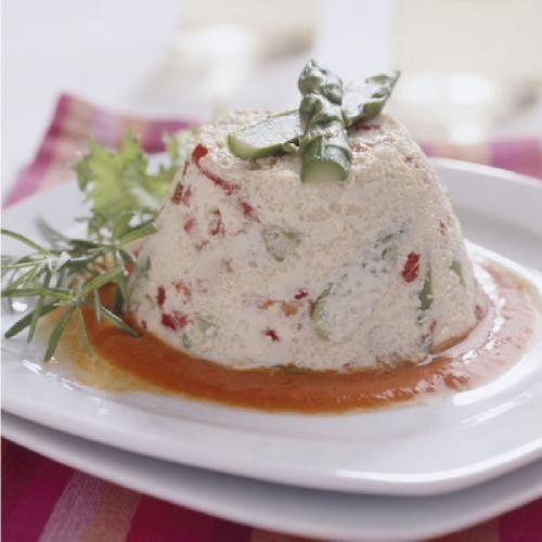 Flam d'espàrrecs amb pebrots