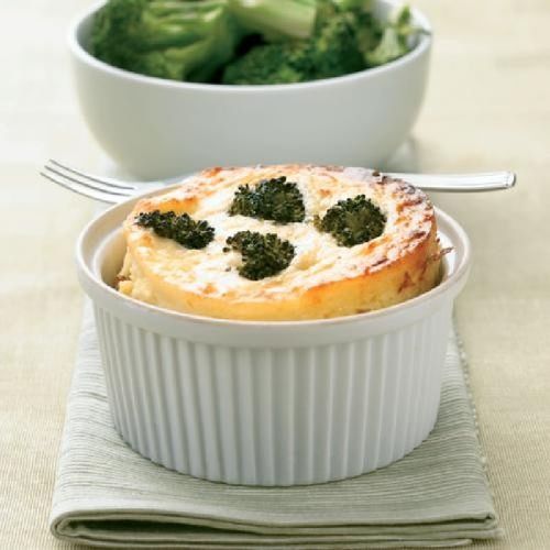 Soufflé de brécol y coliflor con queso emmental