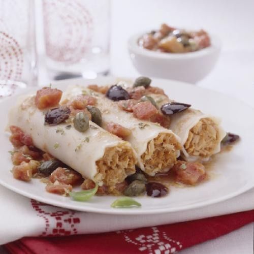 Canelones de atún a la Puttanesca