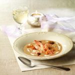 Langostinos-sobre-crema-de-setas
