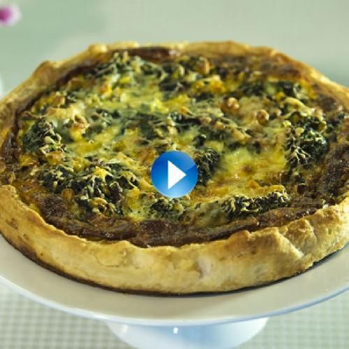 Quiche de brécol, espinacas y maíz