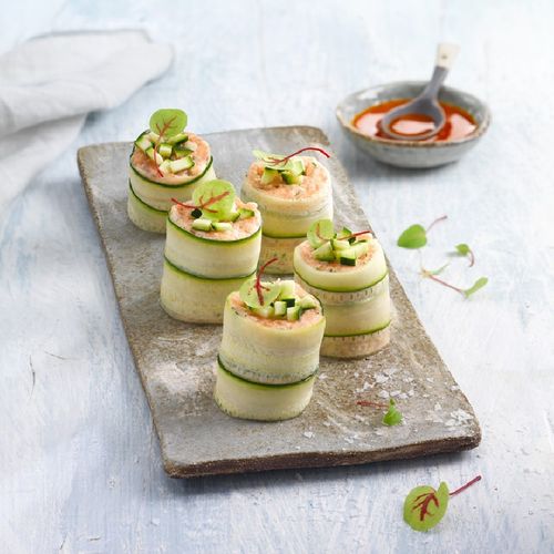 Rollito de calabacín con mousse de salmón