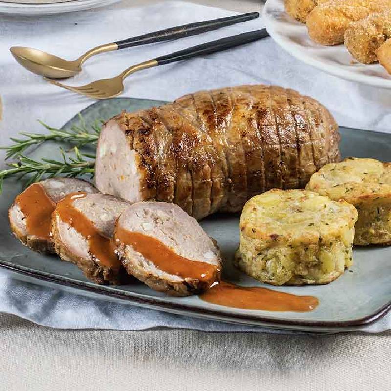 Redondo-relleno-al-horno-con-timbal-de-patatas-y-boletus