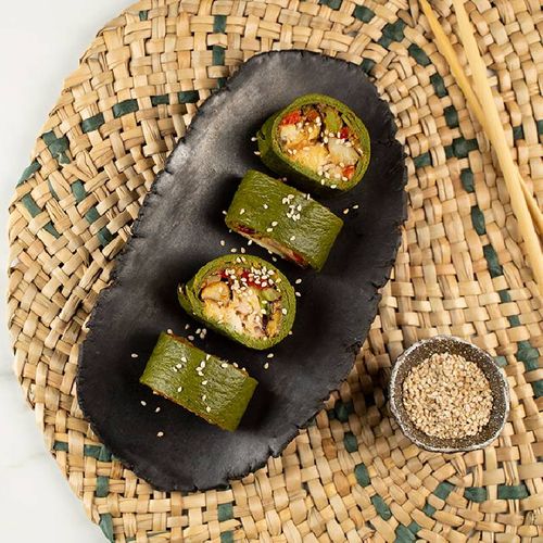 Rollitos de espinacas y brócoli rellenos de verduras y merluza