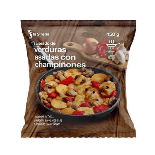 Salteado de patatas, pimiento y champiñones