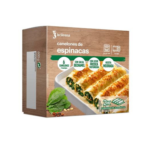 Canelones de espinacas con bechamel