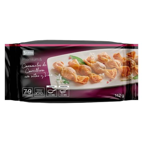 Caramelos de carrillera con setas y vino Premium