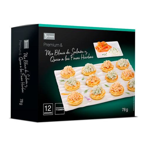 Mix blinis de salmón y queso a las finas hierbas Premium