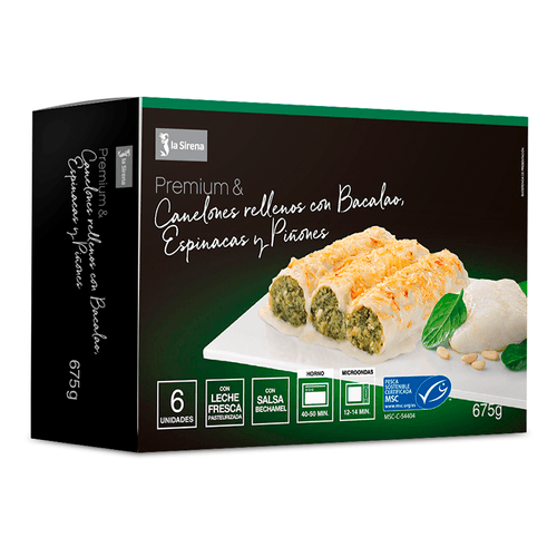 Canelons bacallà amb espinacs Premium