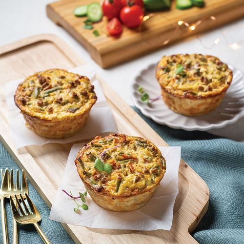 Tartaletas de falsa carne y verduritas