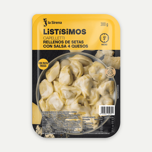 Capelletti amb bolets i salsa 4 formatges Listísimos