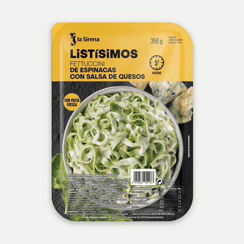 Fettuccini de espinacas con salsa de quesos Listísimos