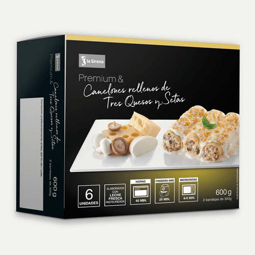 Canelones 3 quesos y setas Premium