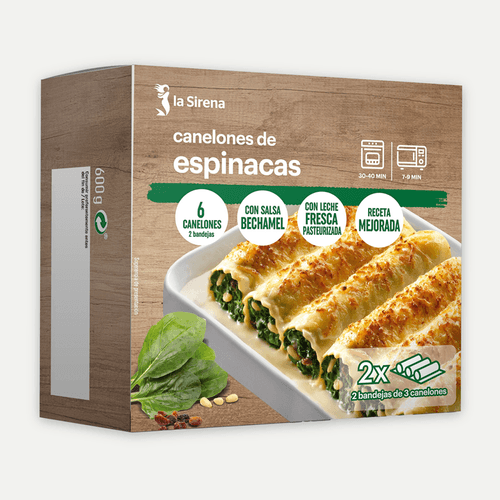 Canelones de espinacas con bechamel