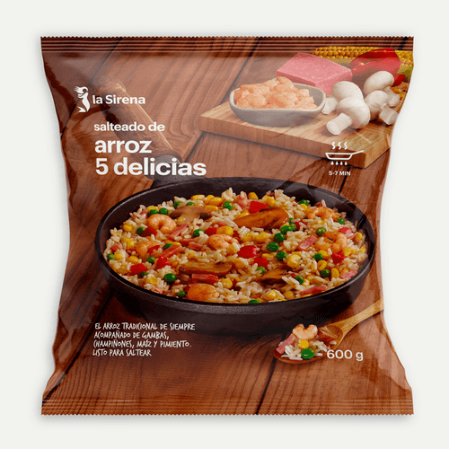 Arroz 5 delicias con gambas