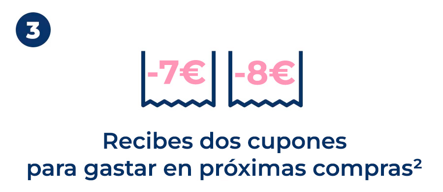 3- Recibes dos cupones para gastar